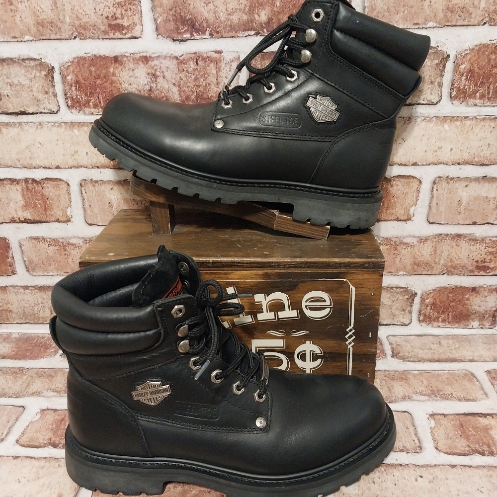 Pre-owned Harley Davidson Steel Toe Leather Boots